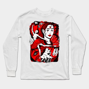 Red and Black Ballerina Long Sleeve T-Shirt